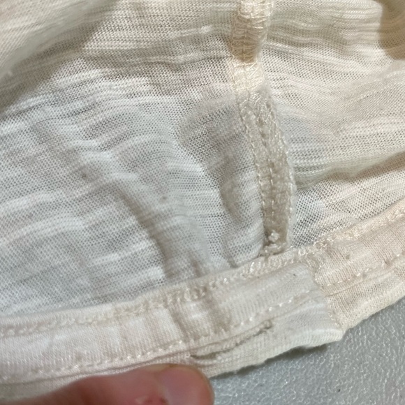 PRANA Ivory Short Sleeve Pleated Peasant Top Organic Cotton Blend Size Small - Picture 9 of 10